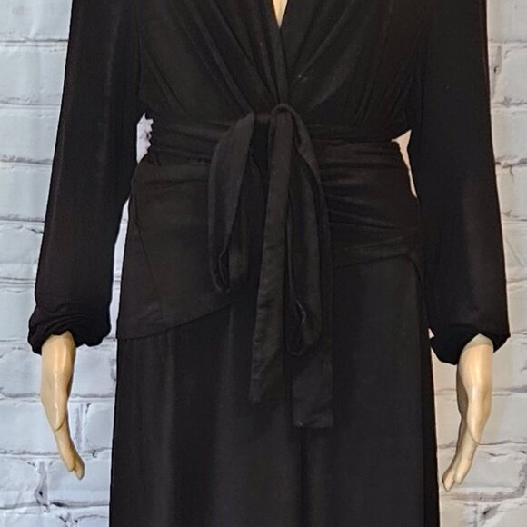 CAbi, Black long sleeve v-neck wrap dress - Picture 6 of 12